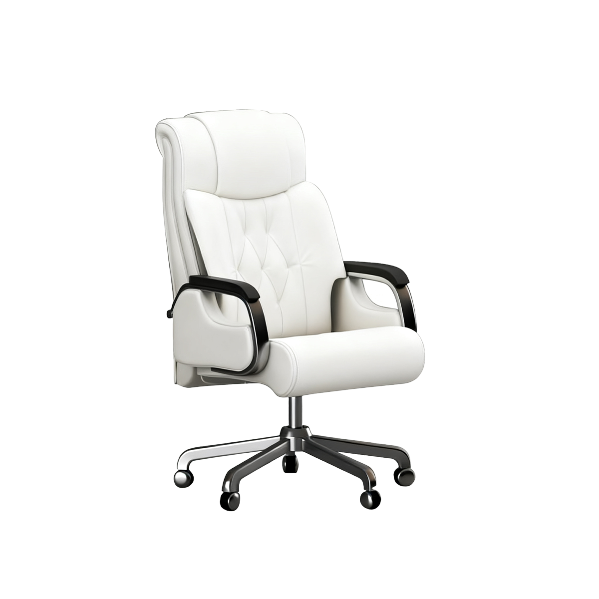 Minimalist Luxury White L-Shaped Executive Desk with Black Privacy Panel