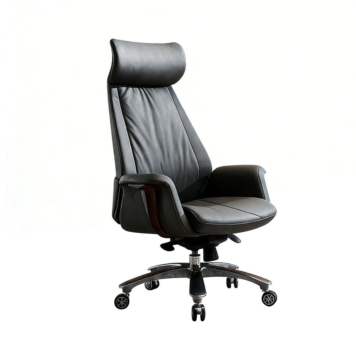 Contemporary Executive Desk with LED Light & Built-In Power Rail