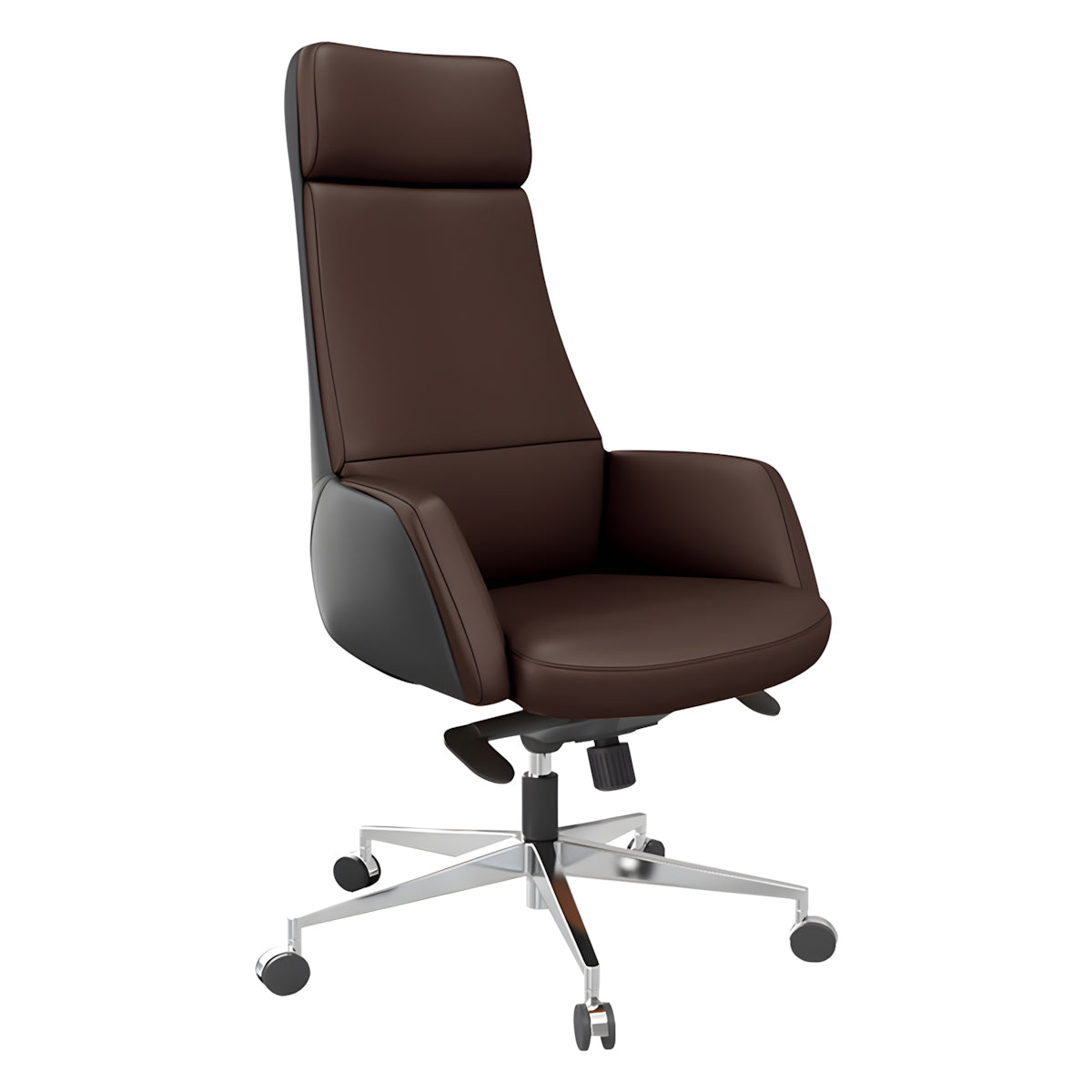 Office Chair, Dark Brown High-Back Rolling Base Chair, Dark Brown finish, for office workstation, ergonomic office furniture