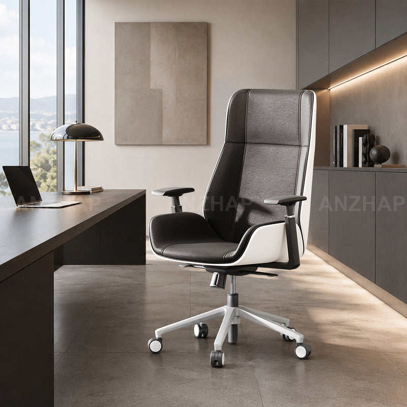 High-Back Office Chair with Adjustable Armrests, Recline, Swivel & Quiet Casters