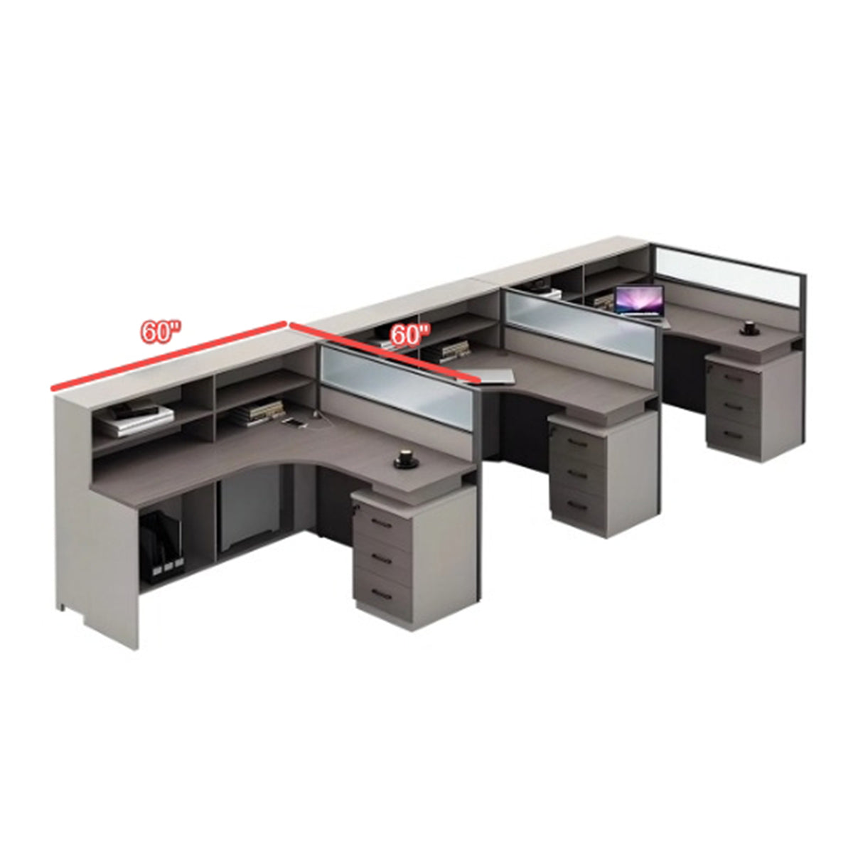 Modern Minimalist L-Shaped Office Desk 55–220 in Wide with Built-In Power Outlets, Lockable Drawers, LED Accent Lighting & Privacy Panel