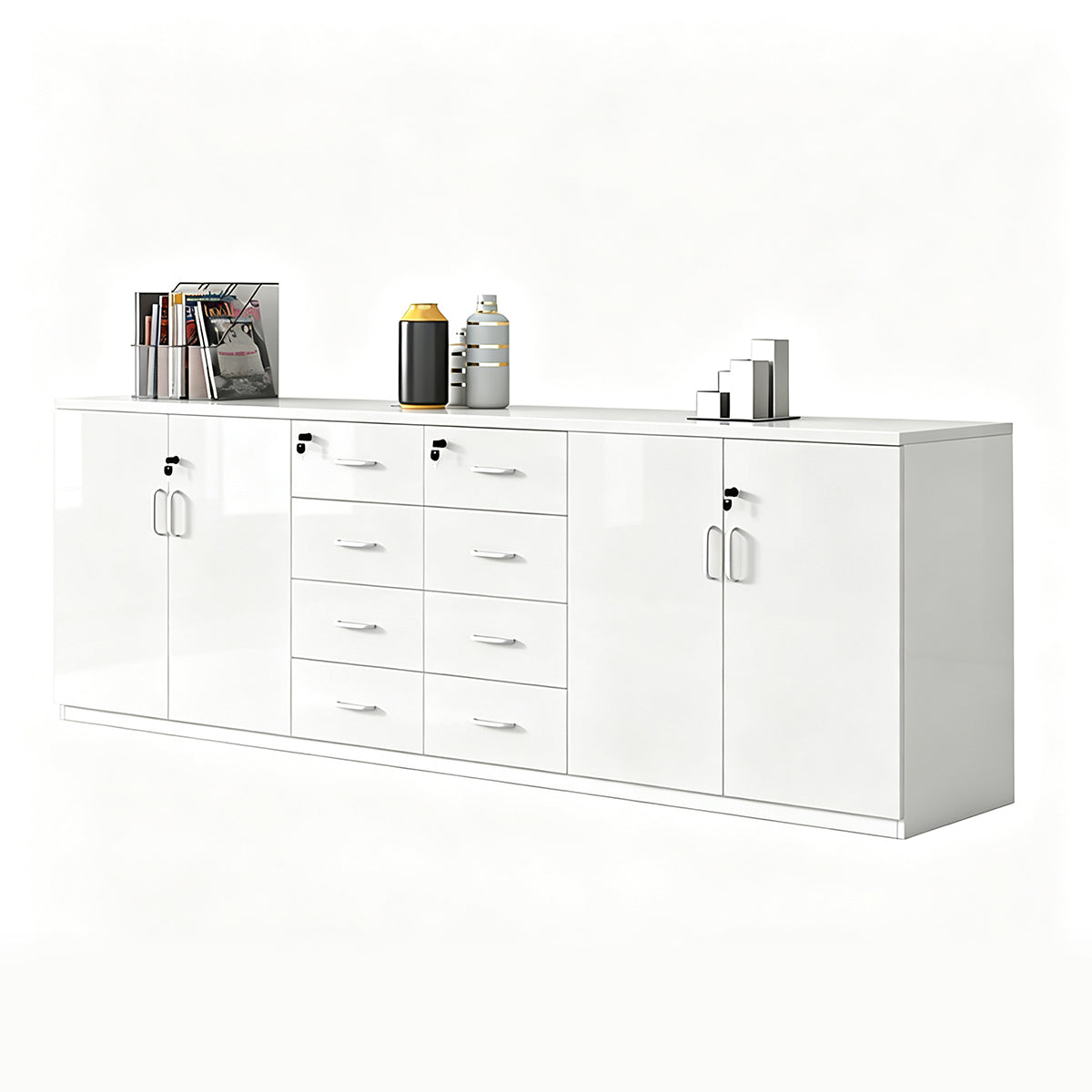 Minimalist Functional Storage Cabinet with Shelves and Drawers