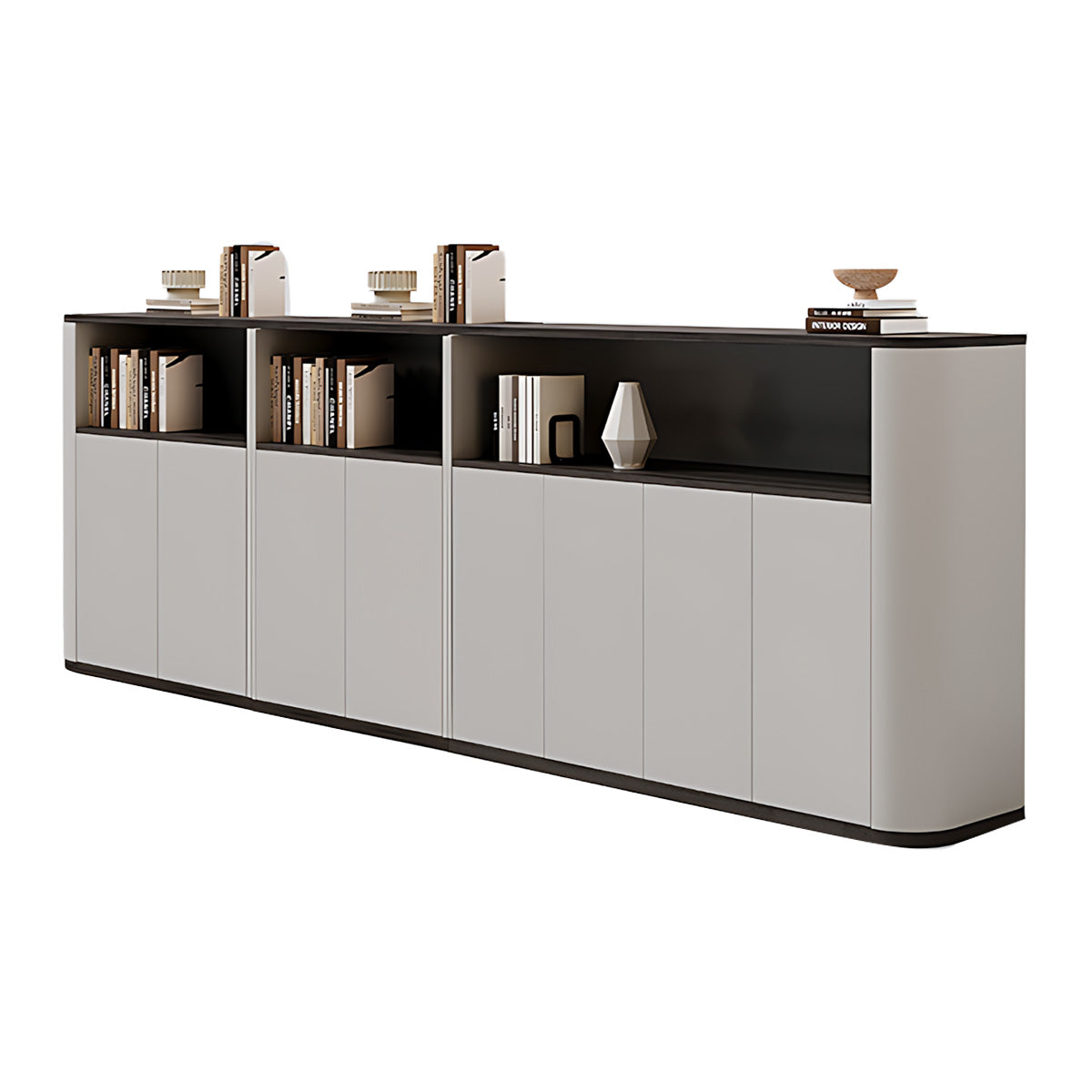 Anzhap height-adjustable executive desk with side storage, office setup view