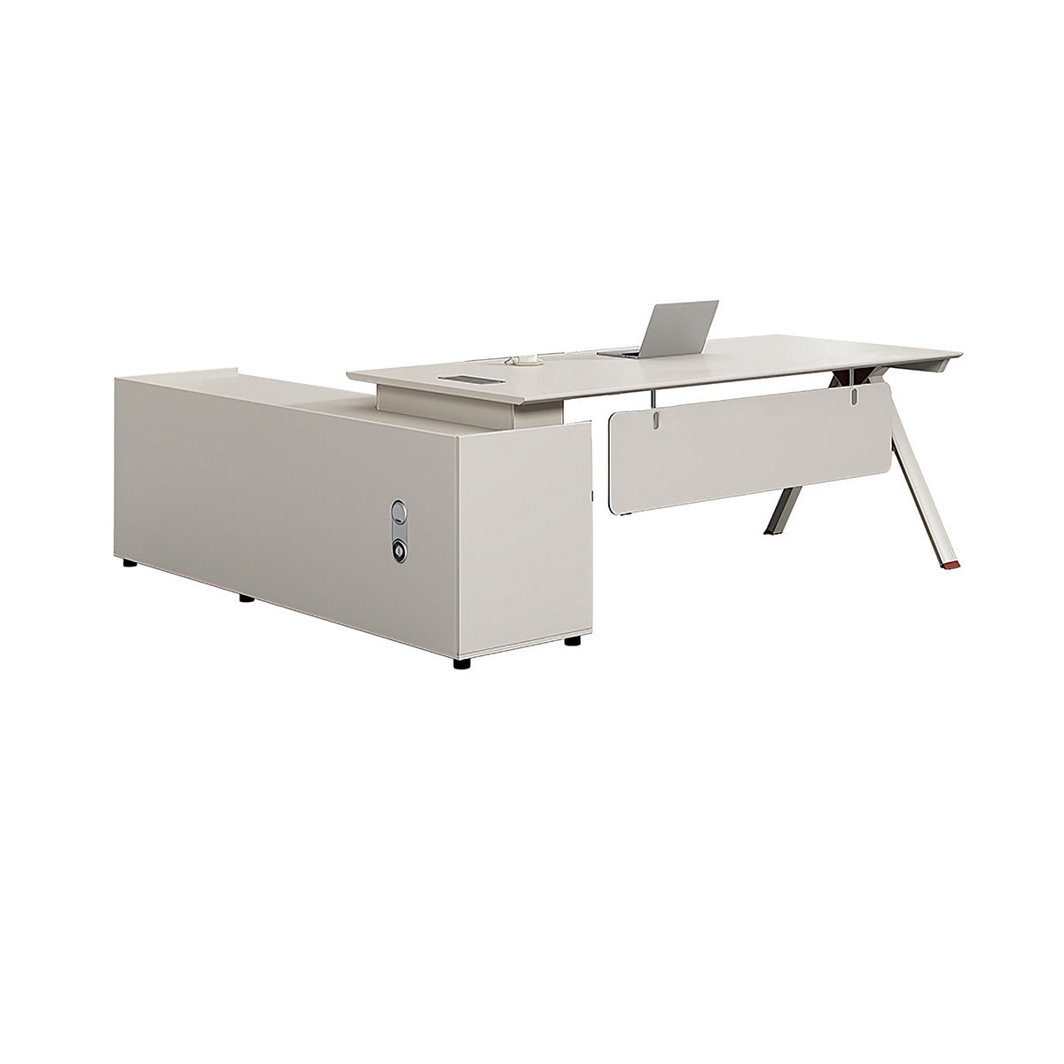 Minimalist and Comfortable Floral White Executive Desk with Privacy Panel Design