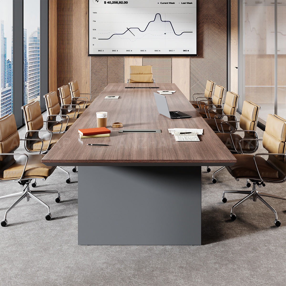Conference Table 94 in Wide (8 ft) for 6 People with Cable Management & Built-In Power Outlets（Stock Items）
