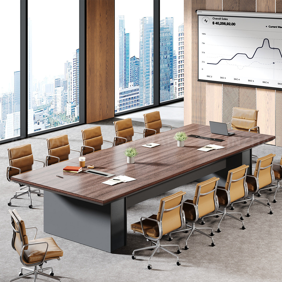 Conference Table 94 in Wide (8 ft) for 6 People with Cable Management & Built-In Power Outlets（Stock Items）
