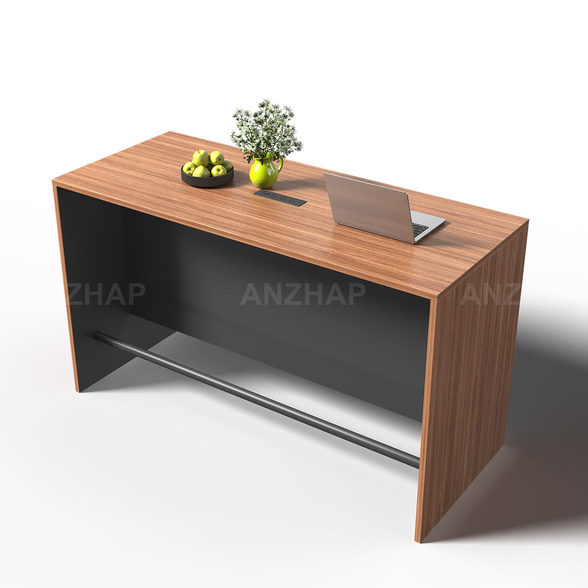 Contemporary 71" L Bar Height Table with Smart Charging Cable Box, Reinforced Front Panel for Office Break Rooms, Lounge Areas, Home Bars & Cafes (In Stock)