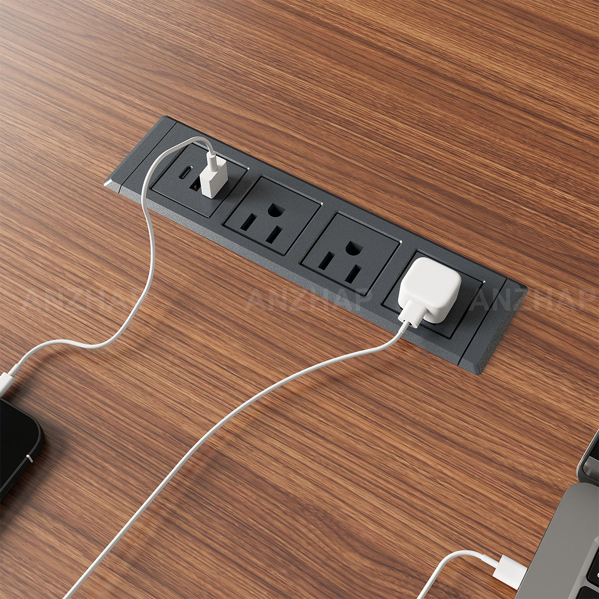 Contemporary 71" L Bar Height Table with Smart Charging Cable Box, Reinforced Front Panel for Office Break Rooms, Lounge Areas, Home Bars & Cafes (In Stock)