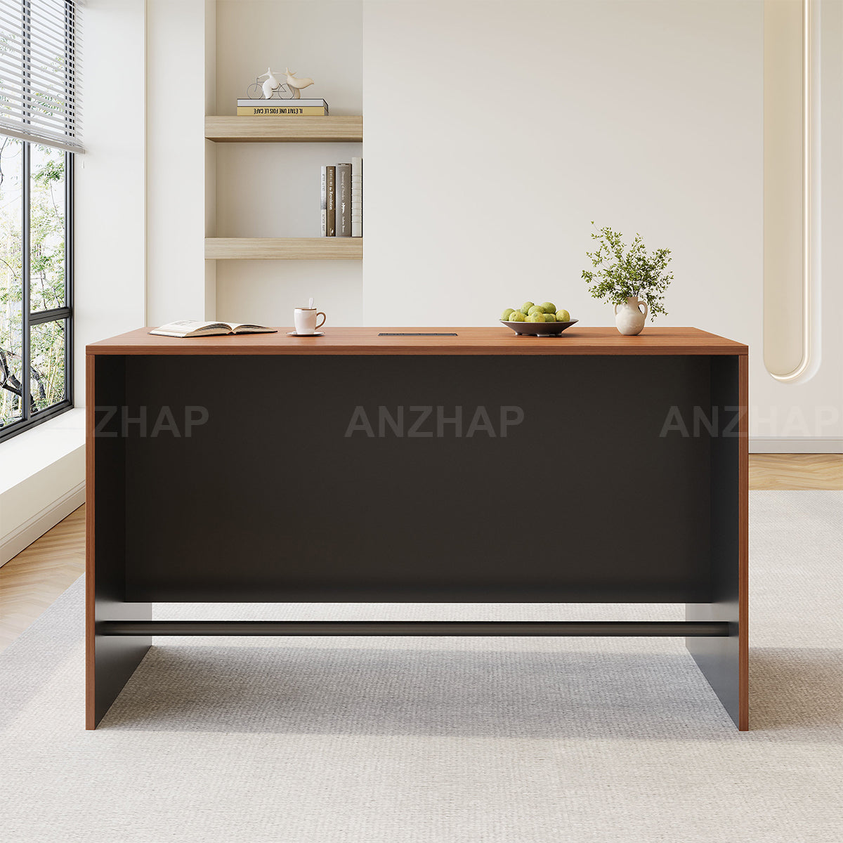 Contemporary 71" L Bar Height Table with Smart Charging Cable Box, Reinforced Front Panel for Office Break Rooms, Lounge Areas, Home Bars & Cafes (In Stock)