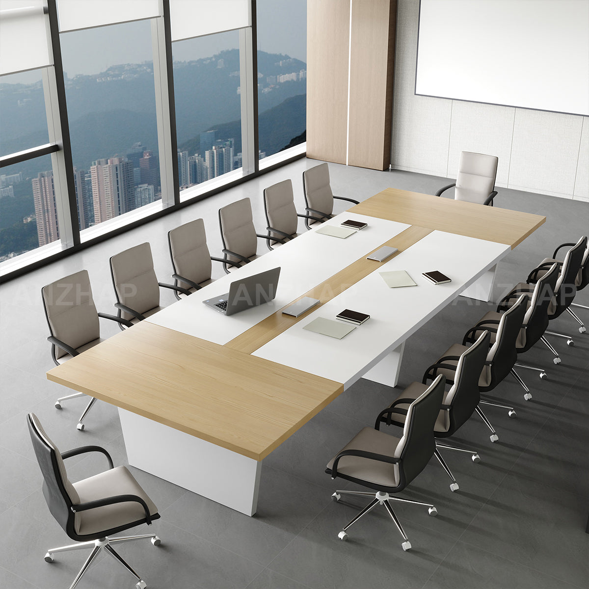 Stylish and Premium Spacious Conference Table with Two-Tone Design