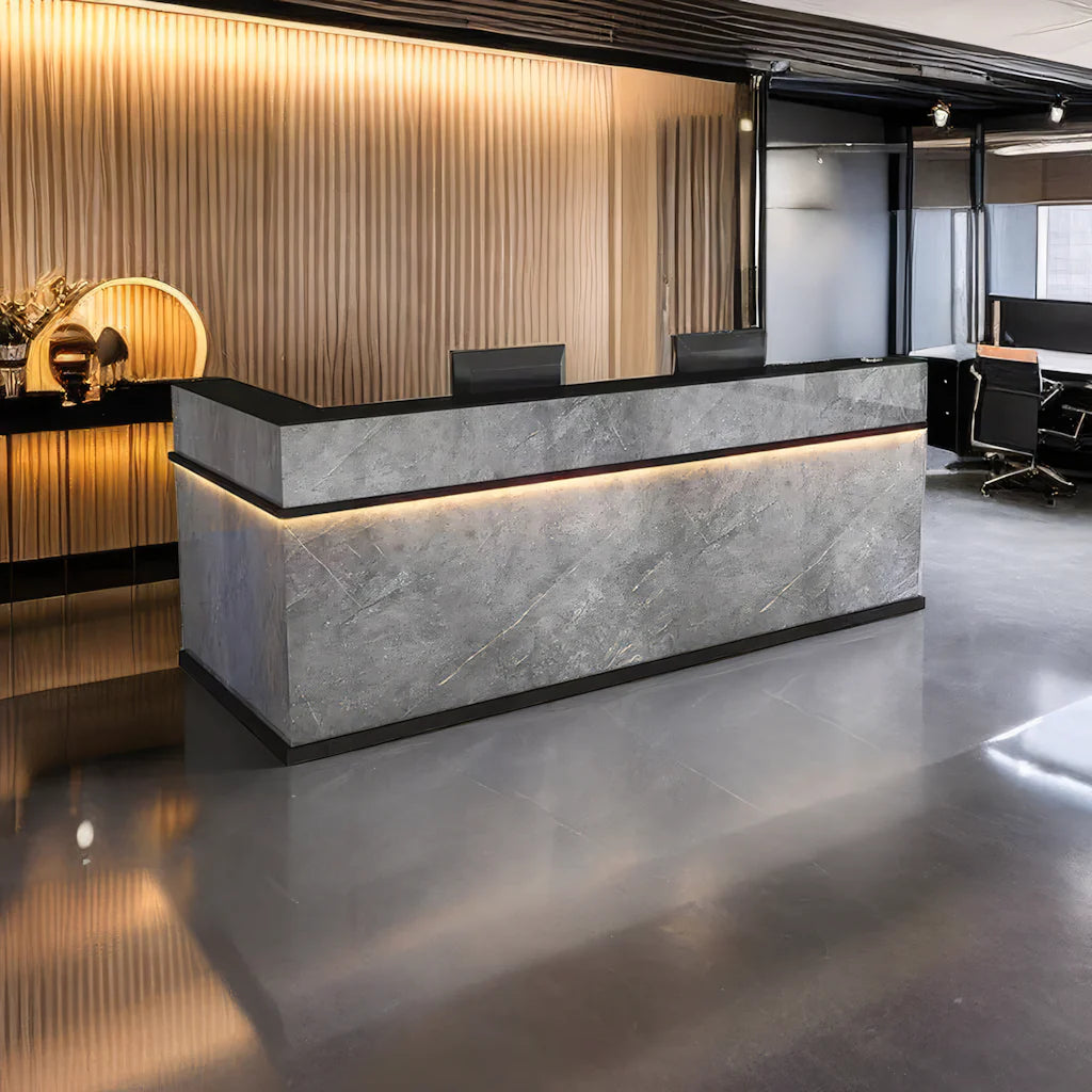 Compact Baked Paint Reception Desk With Keyboard Tray And Lockable Drawer For Salons, Boutiques And Offices（Sale Event）