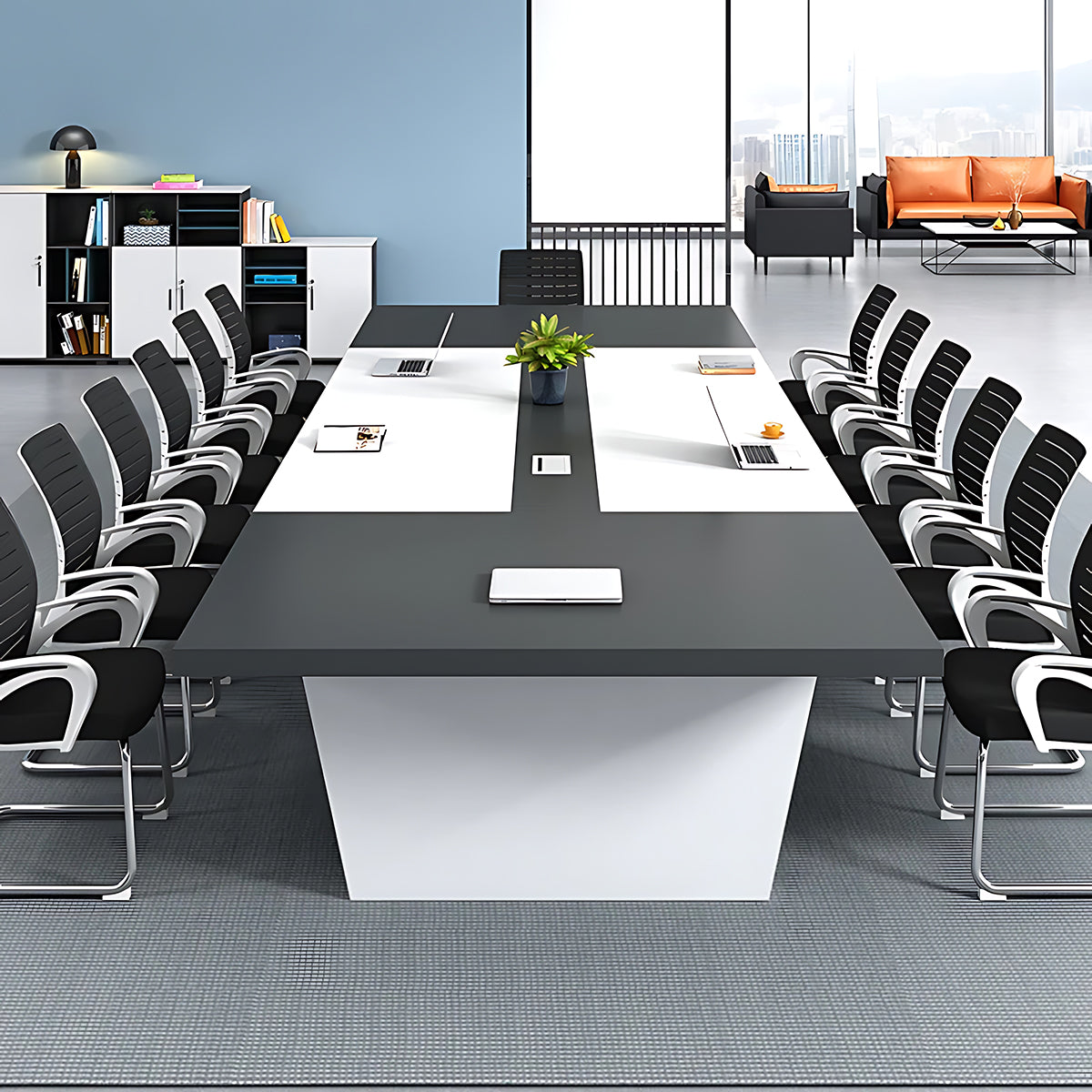 Modern Rectangular Two-Tone Conference Table