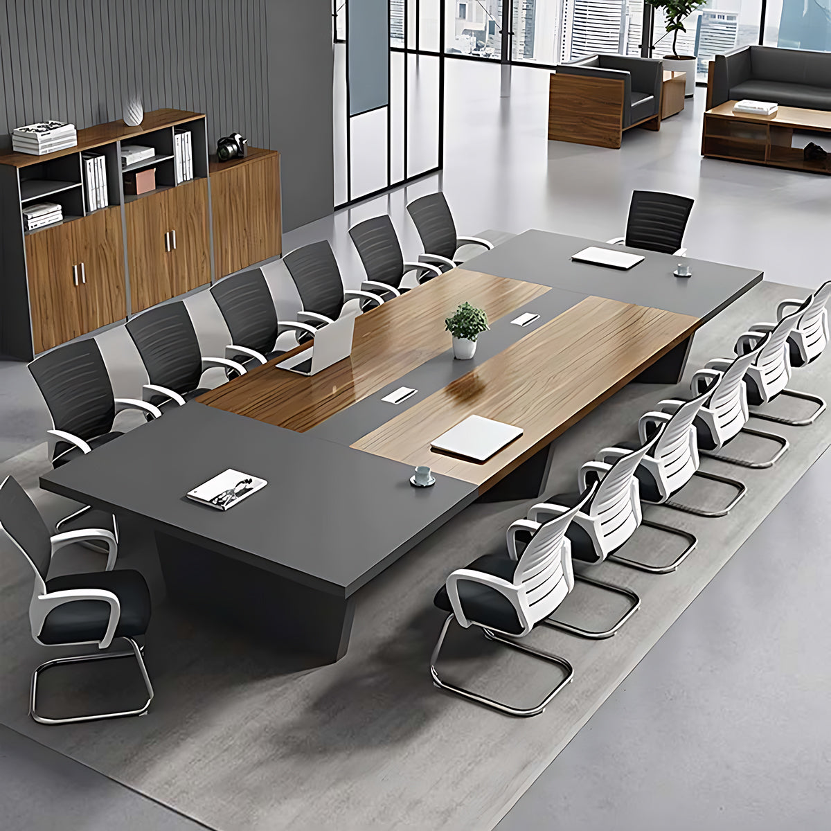 Modern Rectangular Two-Tone Conference Table