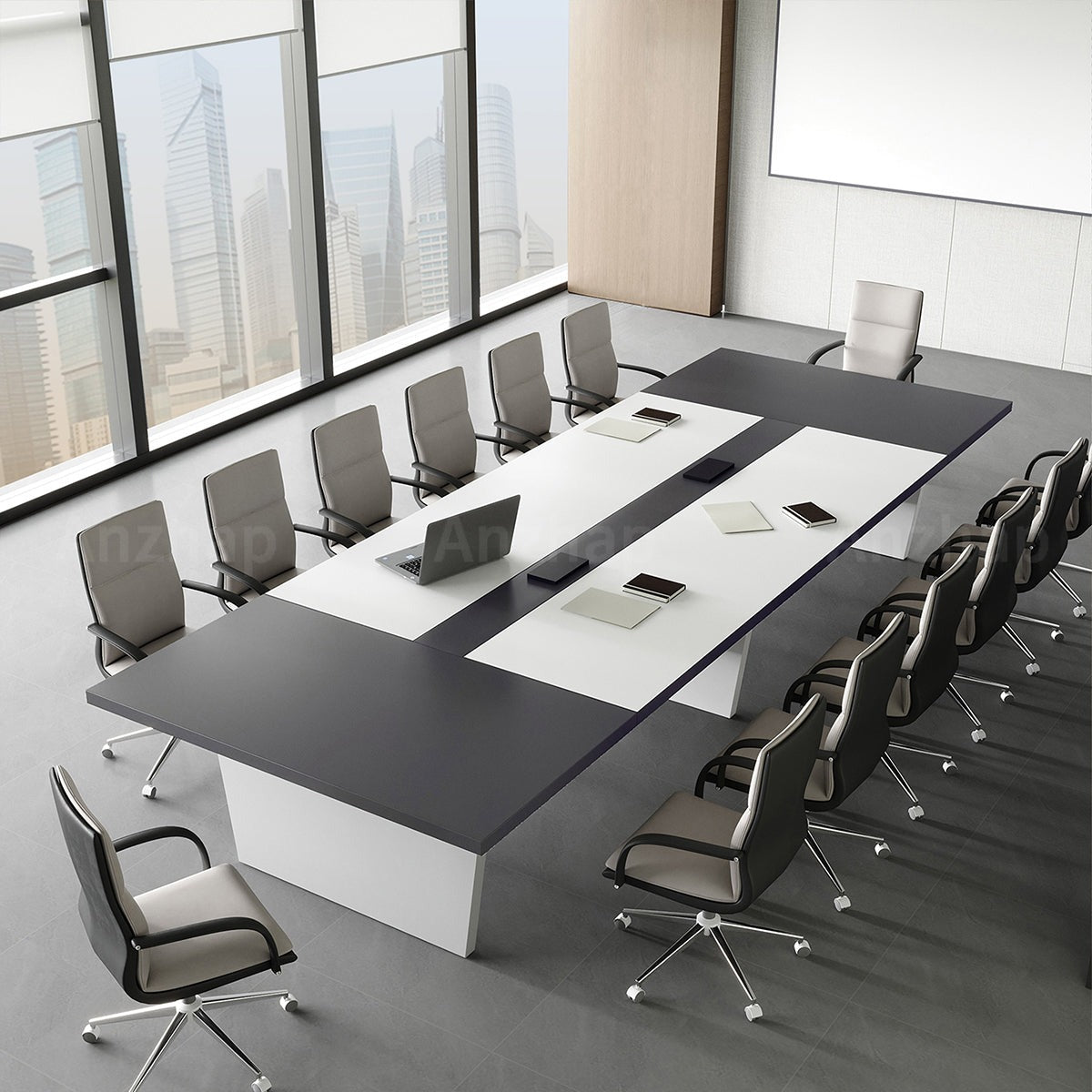 Stylish and Premium Spacious Conference Table with Two-Tone Design（Stock Items）