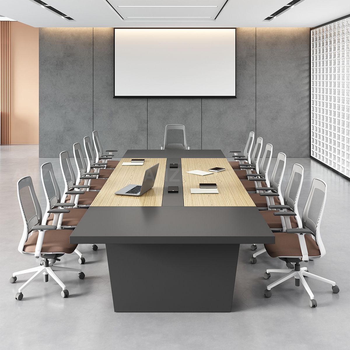 Stylish and Premium Spacious Conference Table with Two-Tone Design（Stock Items）