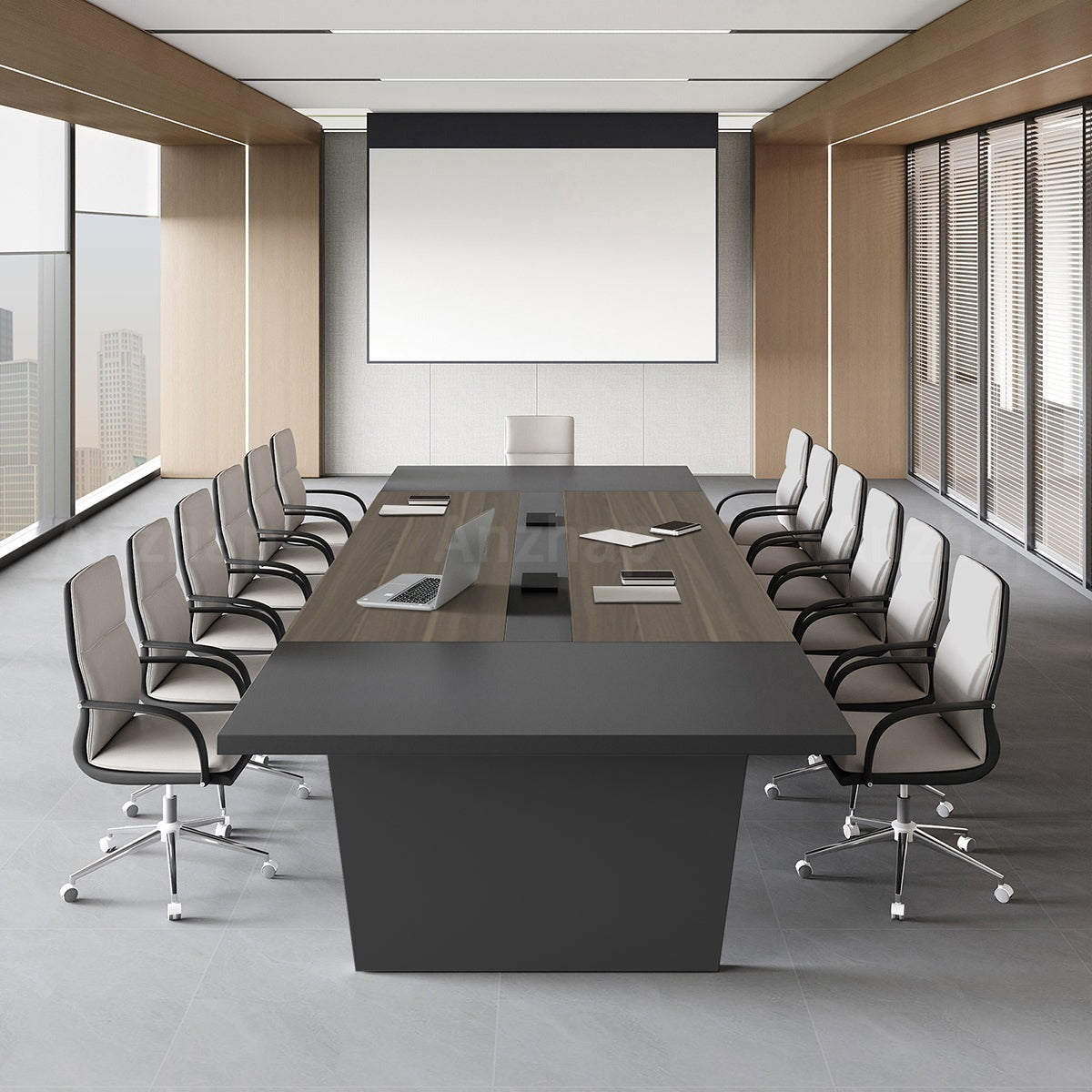 Stylish and Premium Spacious Conference Table with Two-Tone Design（Stock Items）