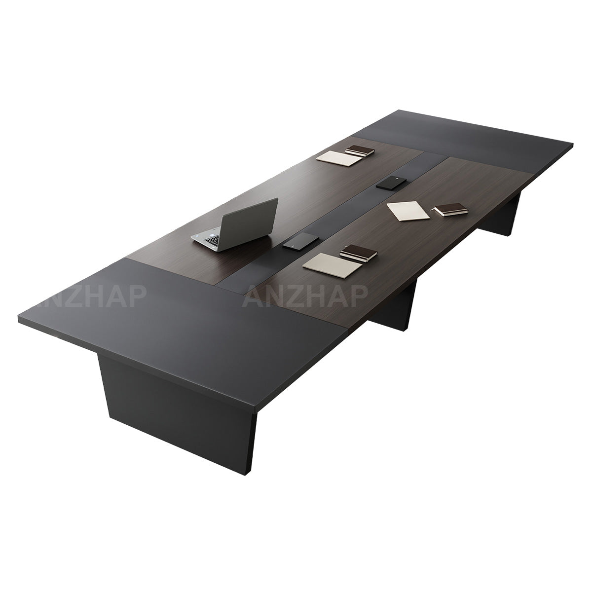Conference Table, Dark Iron Gray & Wood-Toned East Coast Stock, Dark Iron Gray & Wood-Toned finish, L118" x W51" x H30", for meeting room or boardroom,...