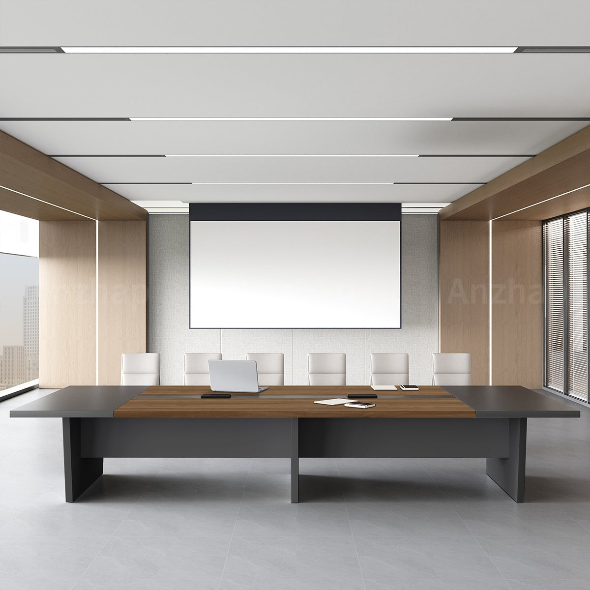 Stylish and Premium Spacious Conference Table with Two-Tone Design（Stock Items）