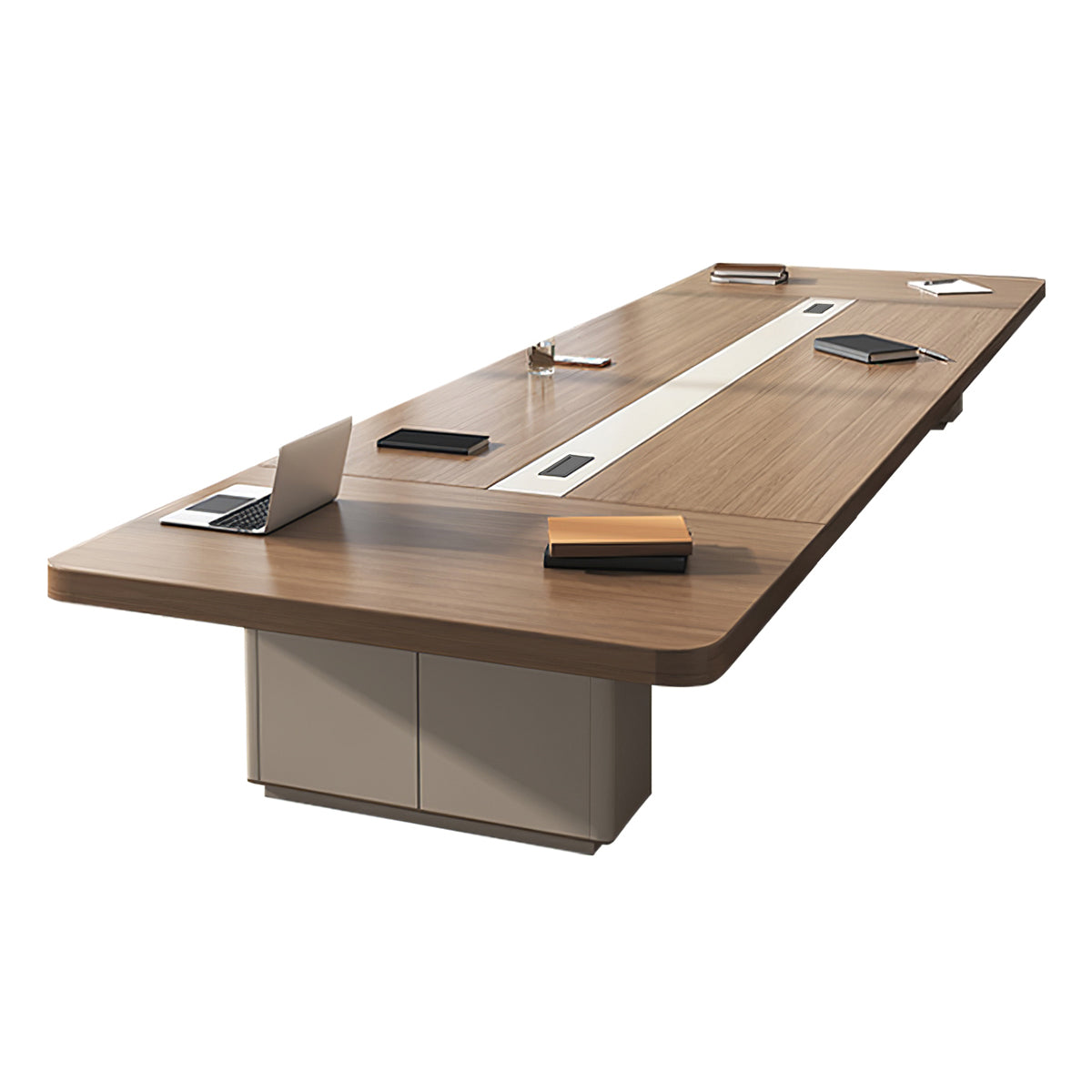 Conference Table, Light Walnut, Light Walnut finish, L87" x W47" x H30", for meeting room or boardroom, modern boardroom furniture