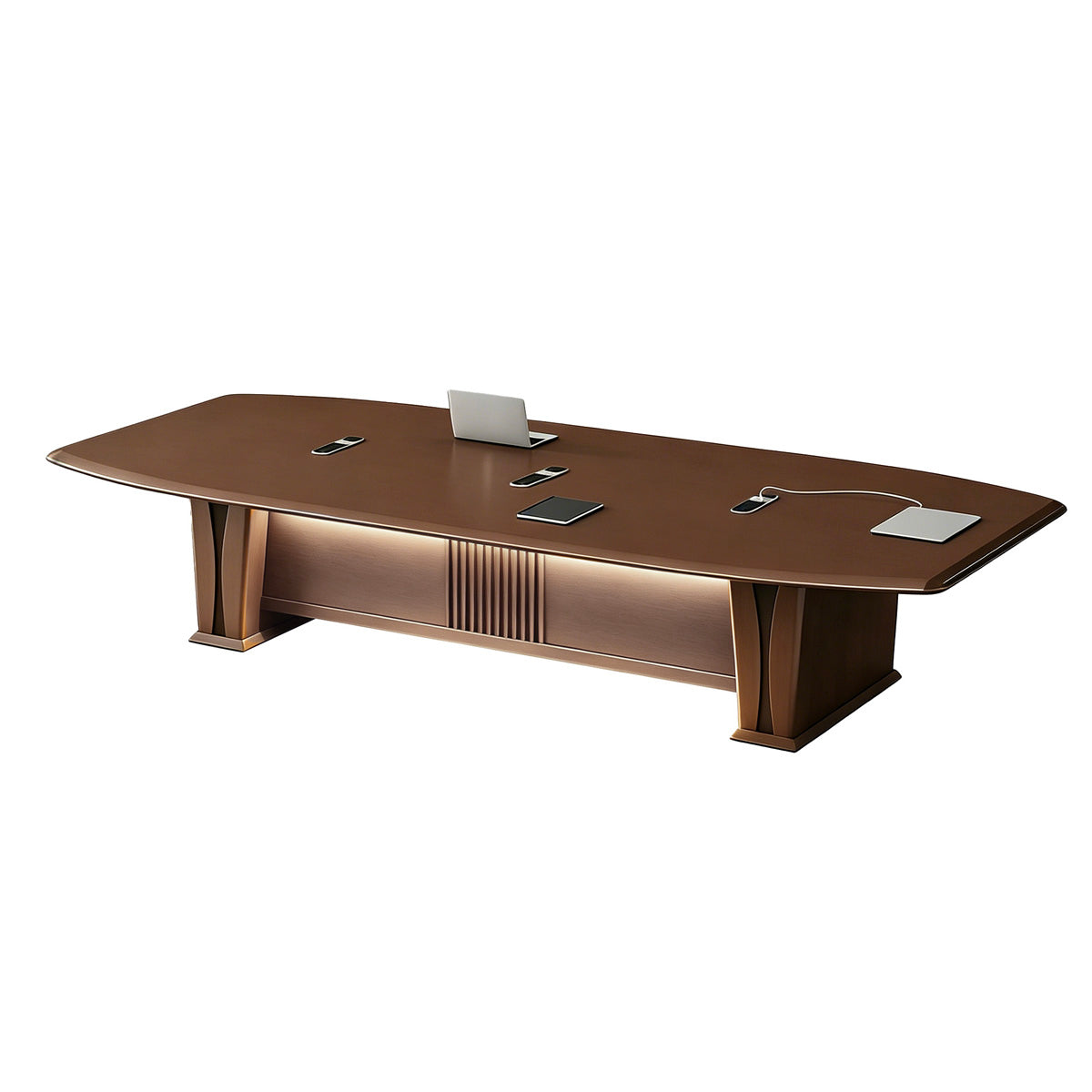 Conference Table, Customizable, Luxury Brown Conference Table Featuring Practical Cable Grommet and Reinforced Thick Surface finish, L126" x W47" x...