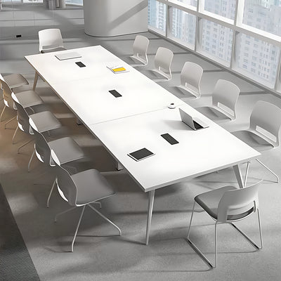 Modern Minimalist White Small Conference Table Set