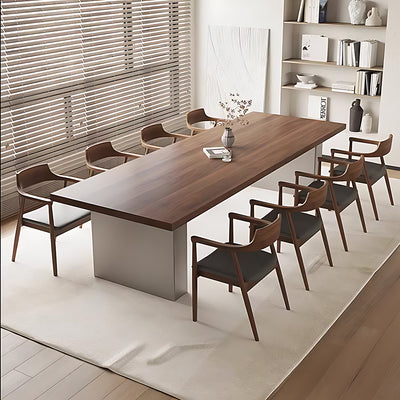 Modern Solid Wood Conference Table Walnut Color Minimalist Design