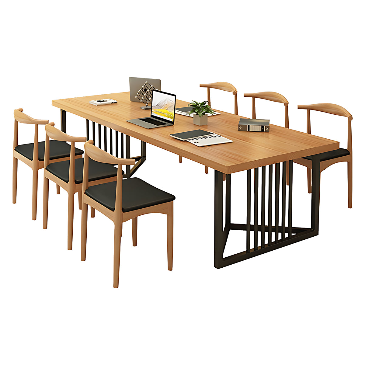 Nordic Modern Solid Wood Conference Table  Industrial Style Office Long Table