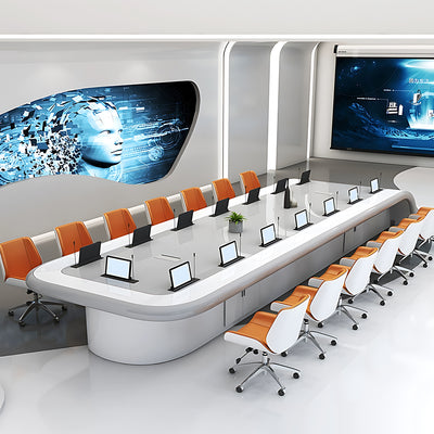 Innovative Large White Lacquered Conference Table