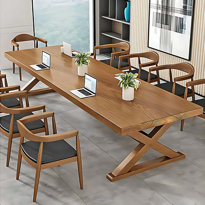 Sleek and Business-Oriented Solid Wood Negotiation and Conference Table