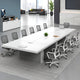 Warm White Minimalist Large Conference Table