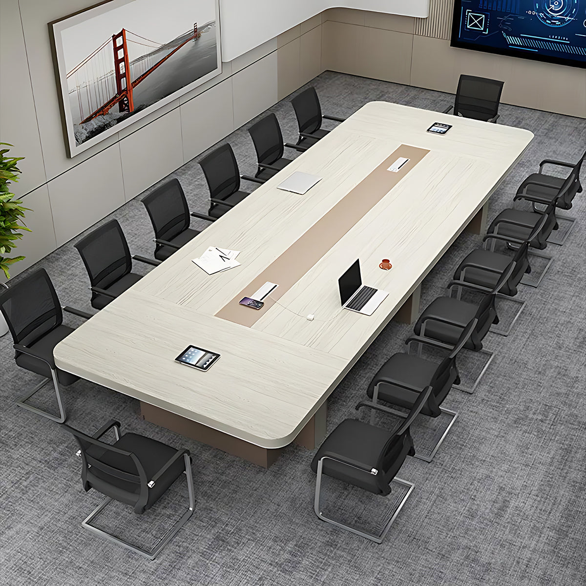 Large and Minimalist Negotiation Table Conference Table