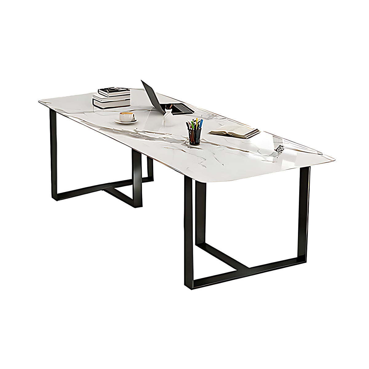 Simple Stylish Rectangular Marble Conference Table Office Desk