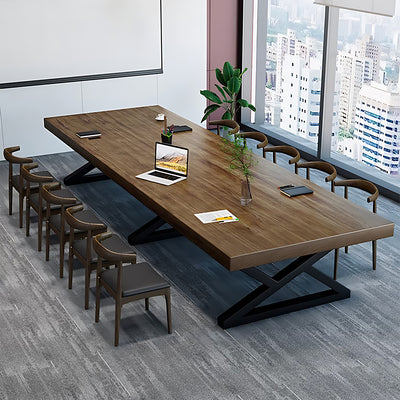 Nordic Industrial-Style Solid Wood Large Conference Table