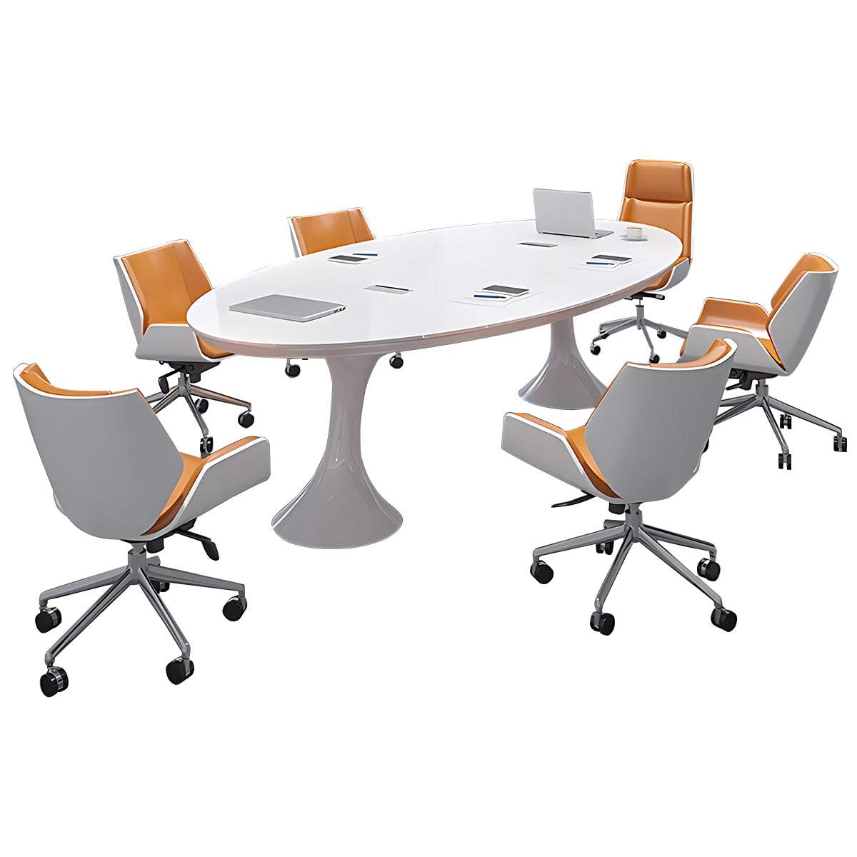 White Oval Small Negotiation Table