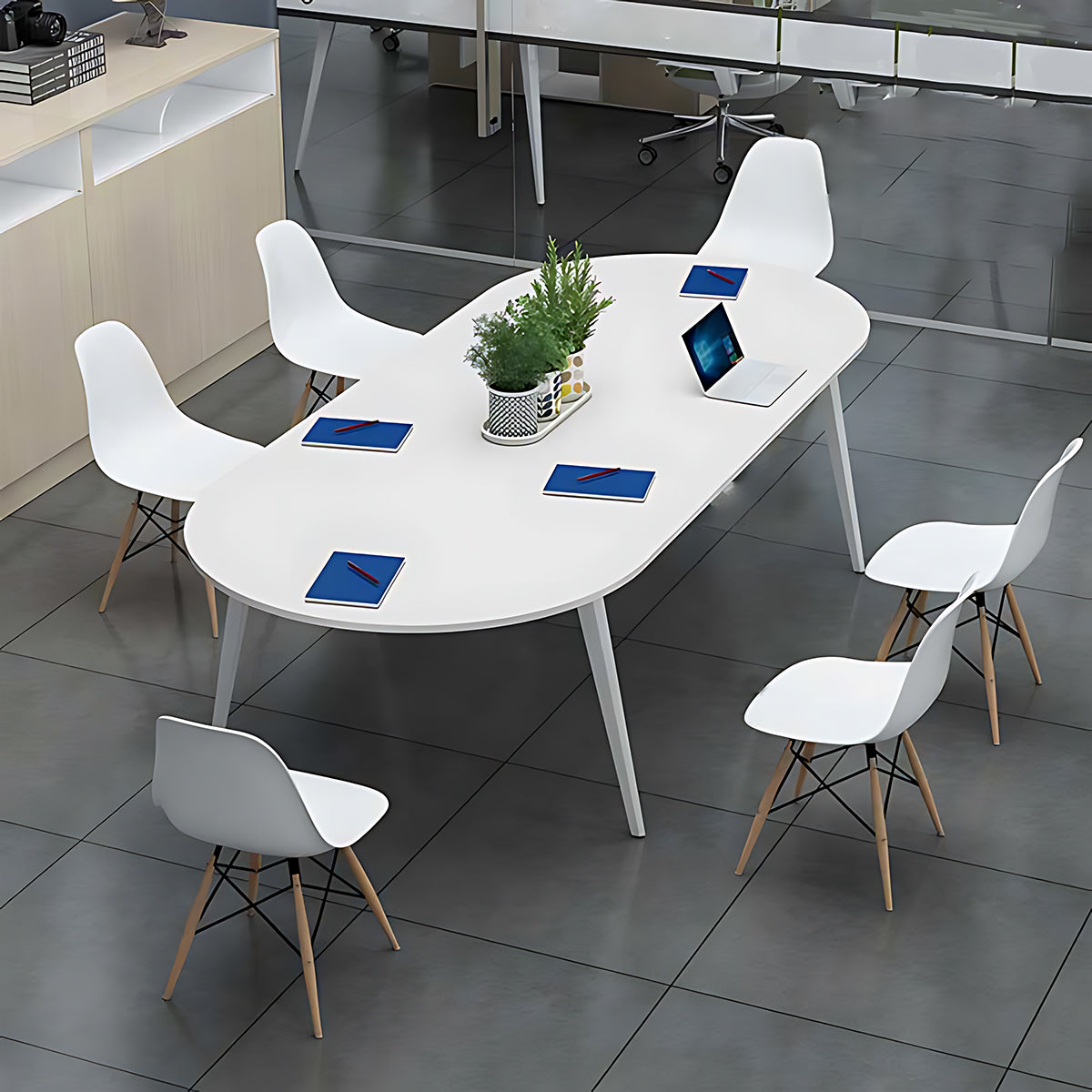 White Oval Conference Table Long Table Office Desk