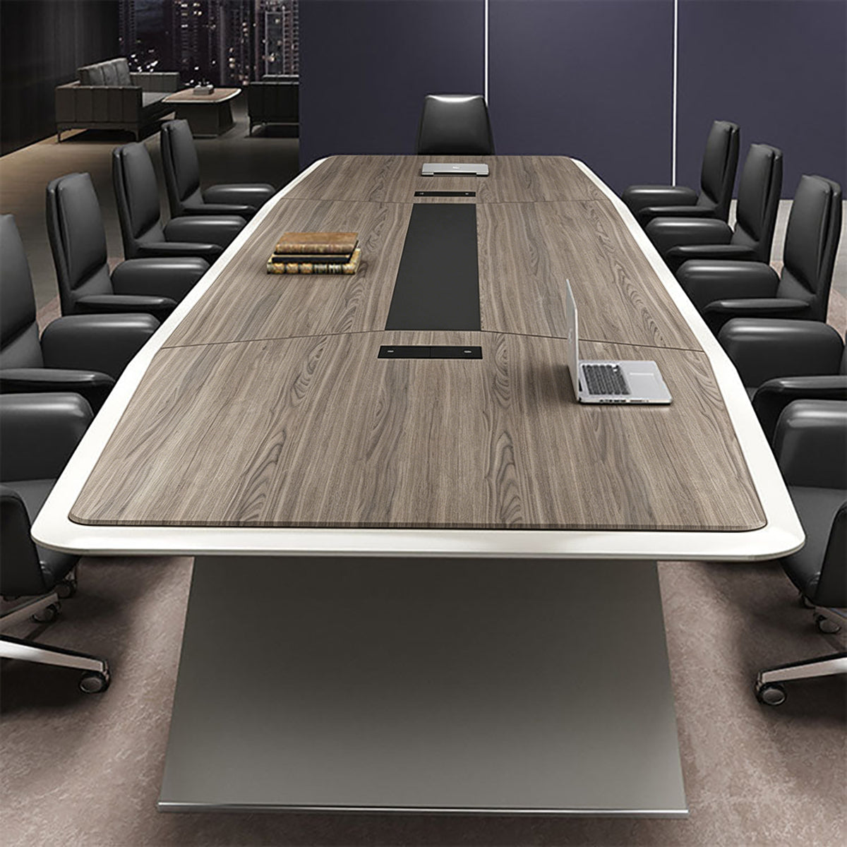 Modern Conference Table 71–236 in Wide (6–19.5 ft) for 4–18 People with Cable Management for Boardroom