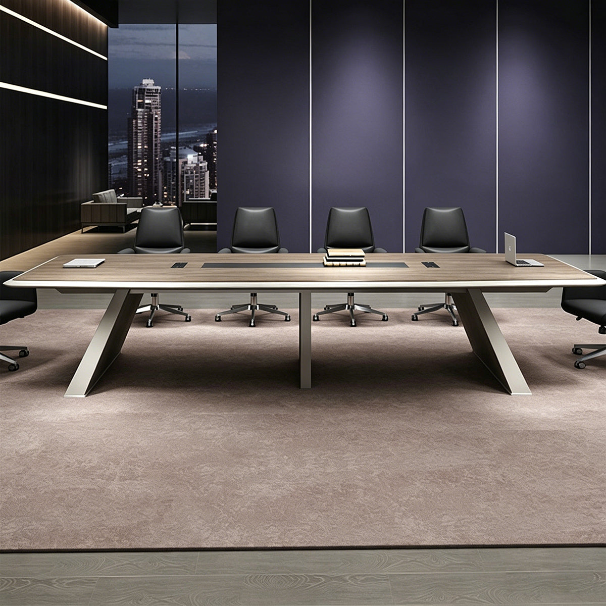 Modern Conference Table 71–236 in Wide (6–19.5 ft) for 4–18 People with Cable Management for Boardroom