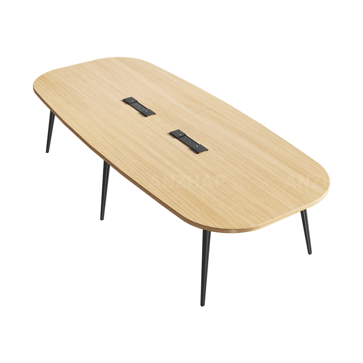 Spacious Conference Table with Built-In Power Outlet, Sectional Top and Rounded Edges (In Stock)