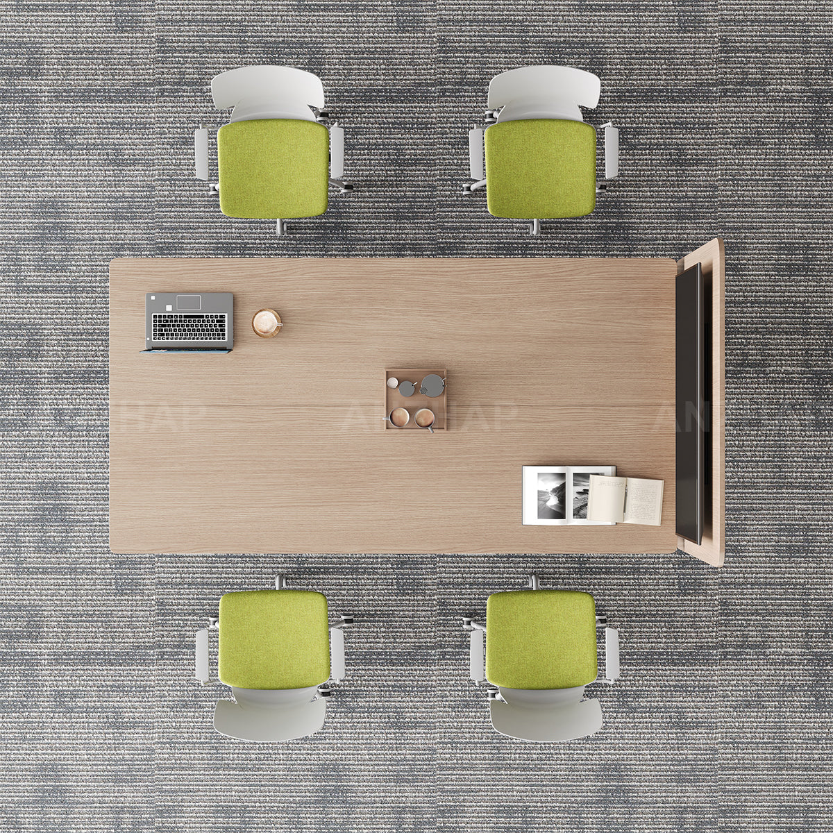 Conference Table with Display Mounting Panel, Metal Frame & Under-Table Mesh Storage（Stock Items）