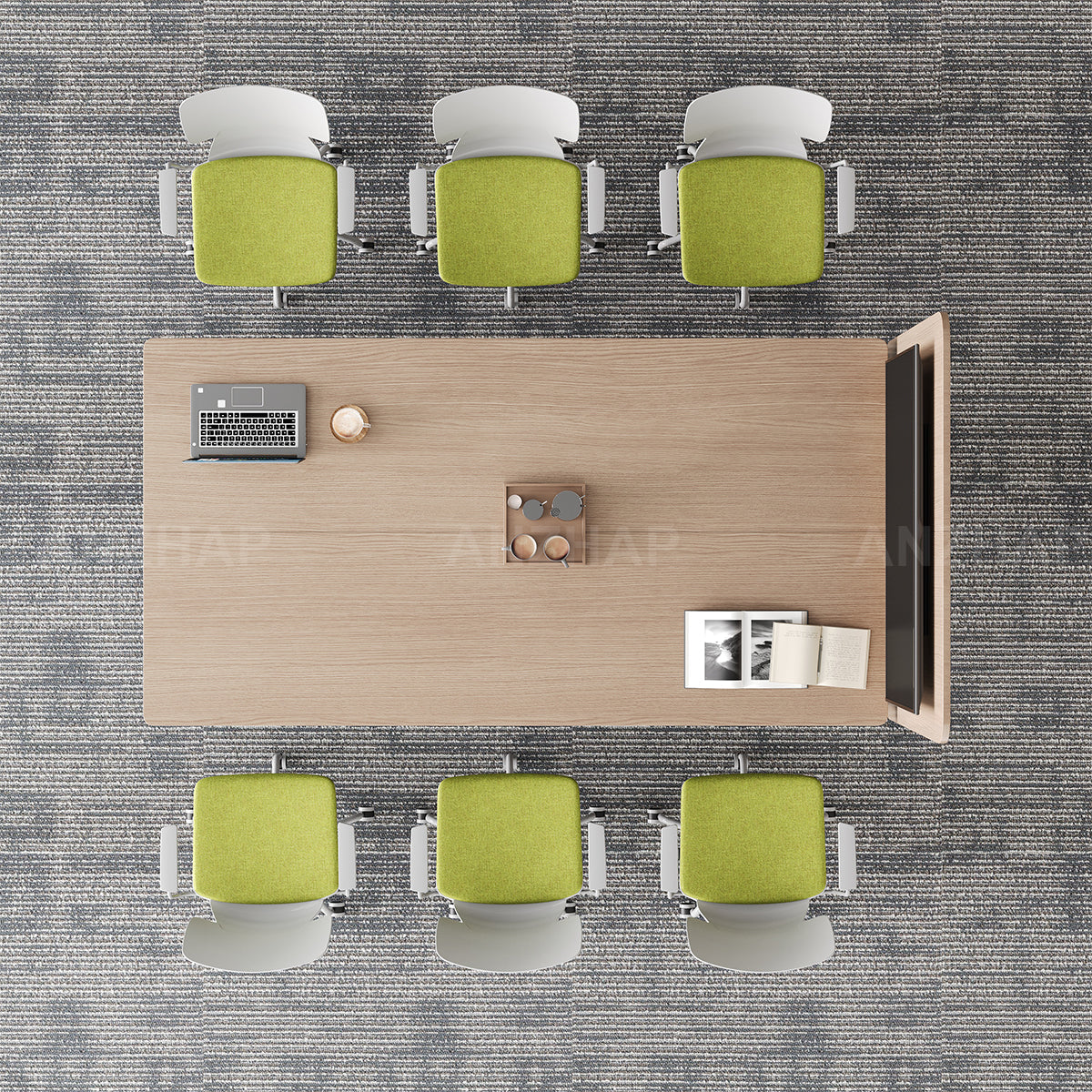 Conference Table with Display Mounting Panel, Metal Frame & Under-Table Mesh Storage（Stock Items）