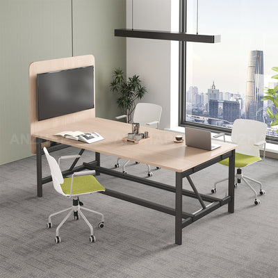 Conference Table with Display Mounting Panel, Metal Frame & Under-Table Mesh Storage（Stock Items）