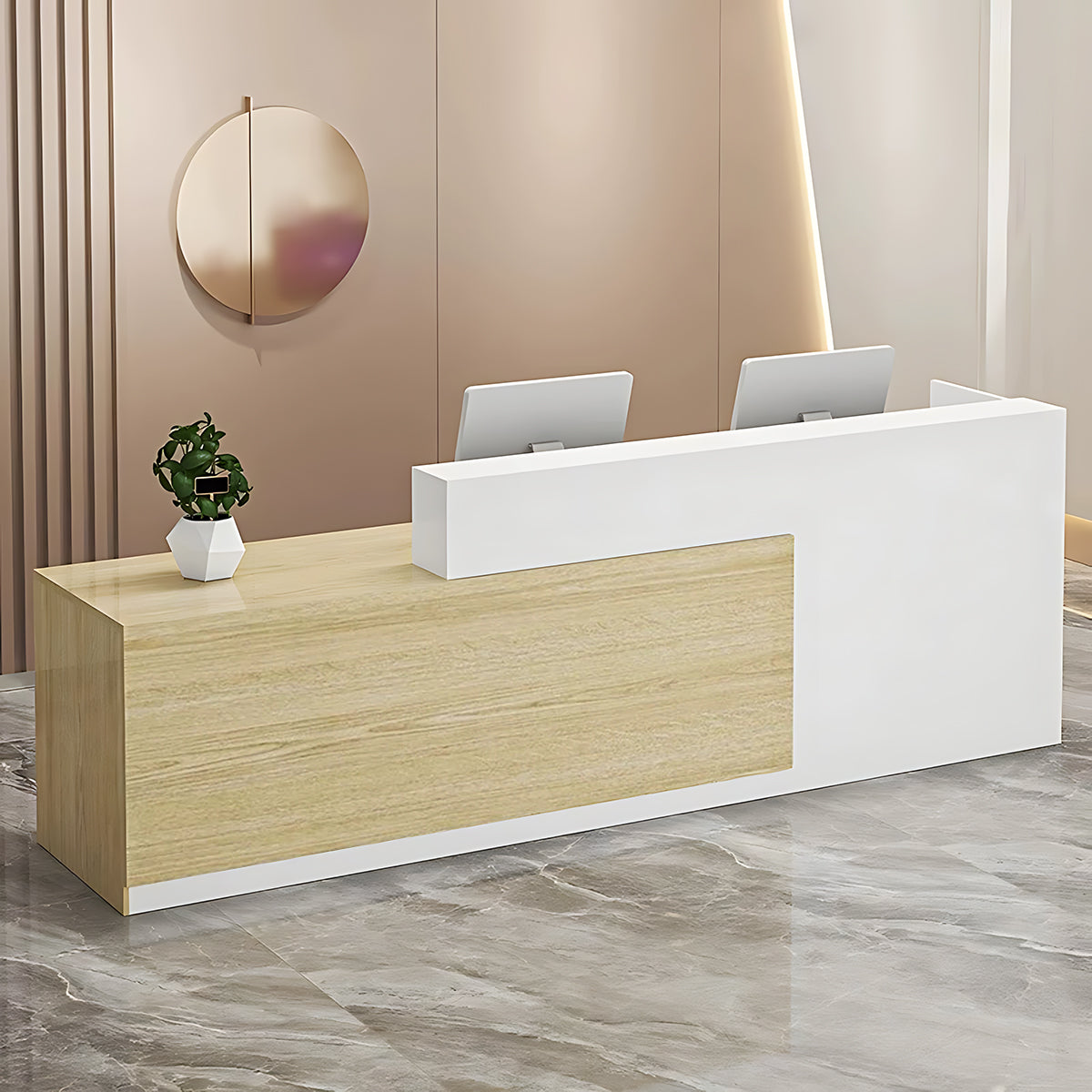 Reception Or Modern Reception Desk 47–118 in Wide with Lockable Drawers & Marble To ...