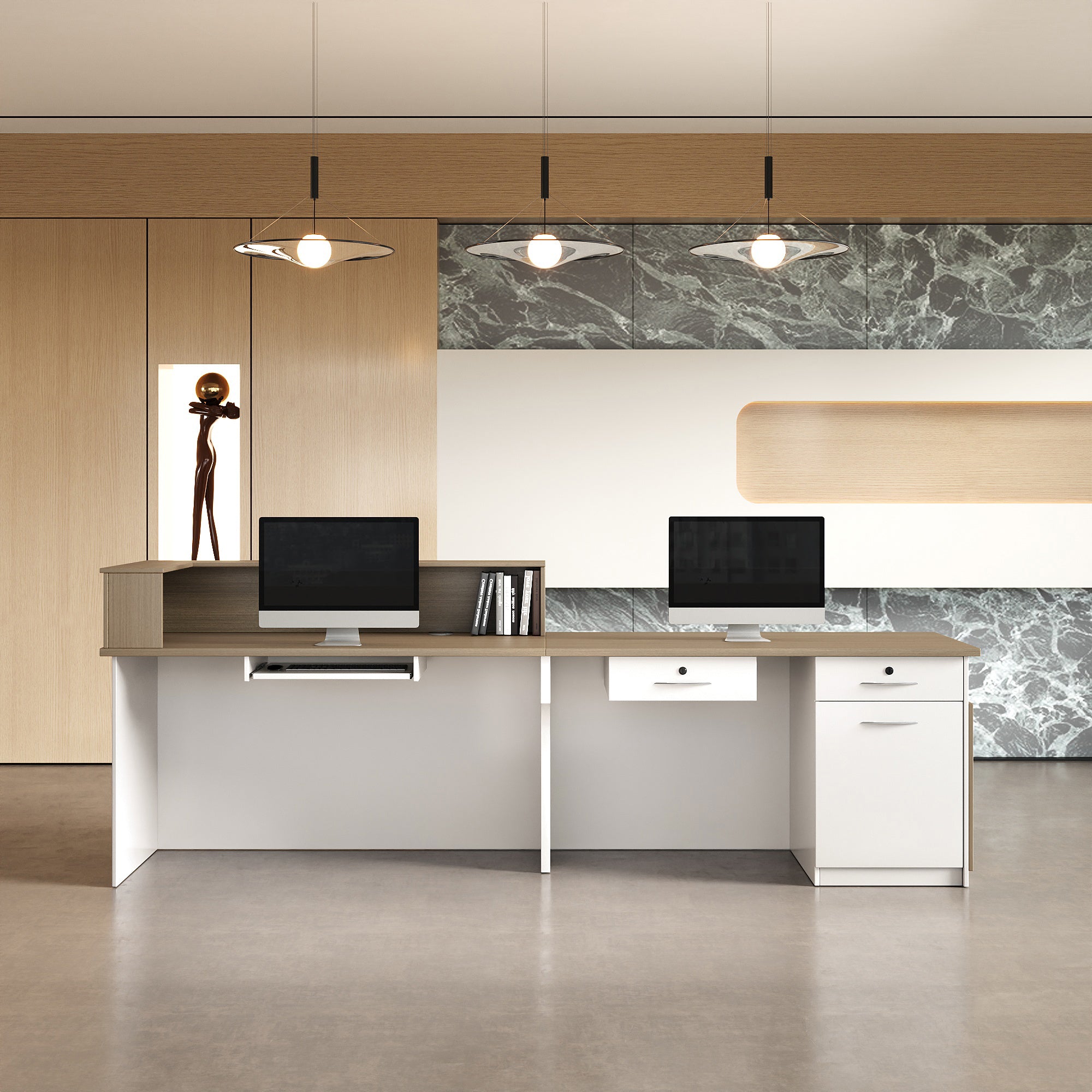 Modern Wood Reception Desk with Storage（Stock Items）