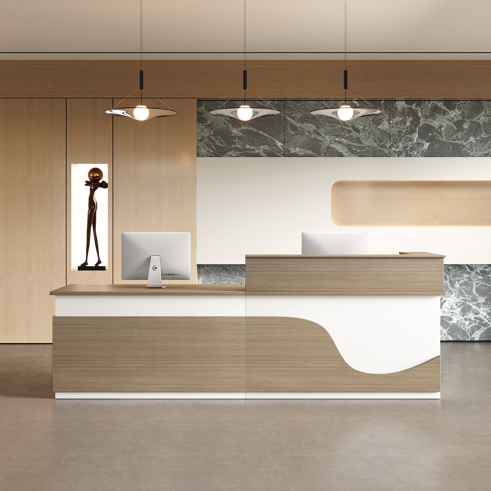Modern Wood Reception Desk with Storage（Stock Items）