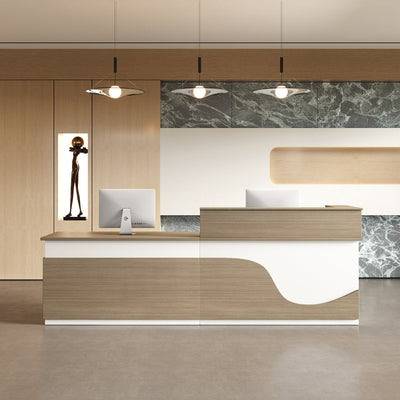Modern Wood Reception Desk with Storage（Stock Items）