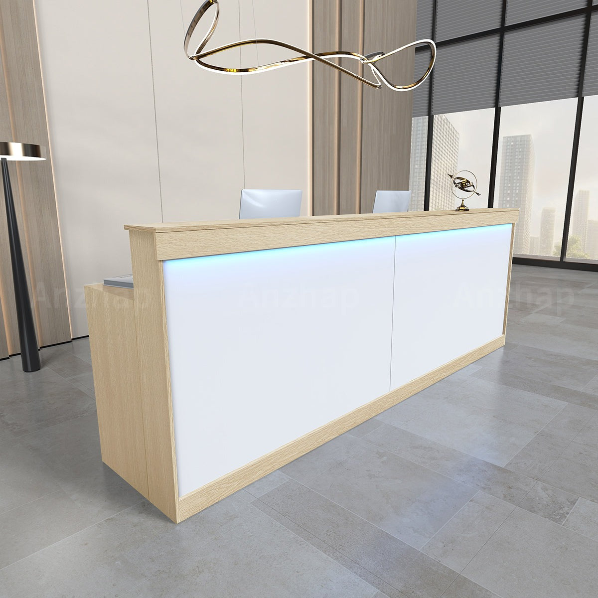 Minimalist Office Reception Desk with Storage Cabinet & Keyboard Tray (Stock Items)