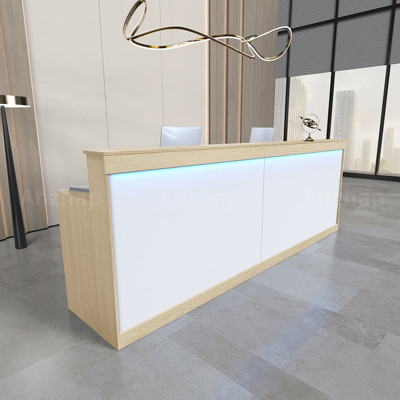 Minimalist Modern Reception Desk with Storage Cabinet & Keyboard Tray