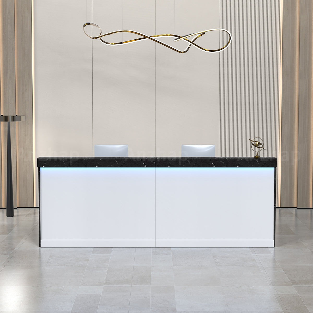 Minimalist Office Reception Desk with Storage Cabinet & Keyboard Tray (Stock Items)