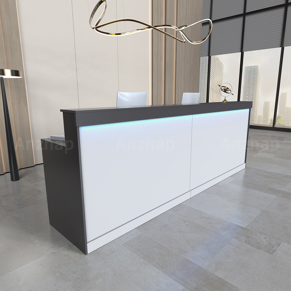 Minimalist Office Reception Desk with Storage Cabinet & Keyboard Tray (Stock Items)