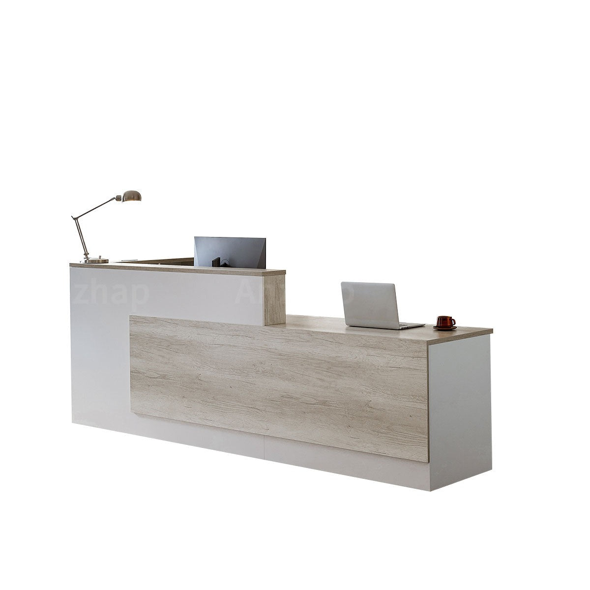 Modern L-Shaped Reception Desk with Side Storage and Drawers（Stock Items）